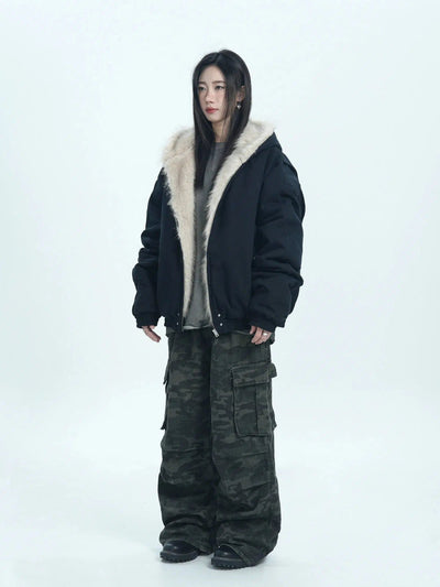 Pile Lined Hooded Jacket Korean Street Fashion Jacket By Jump Next Shop Online at OH Vault