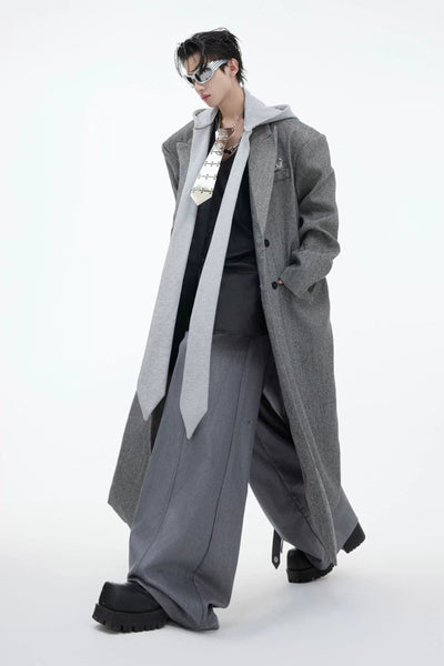 Long Strap Hooded Long Coat Korean Street Fashion Long Coat By Argue Culture Shop Online at OH Vault