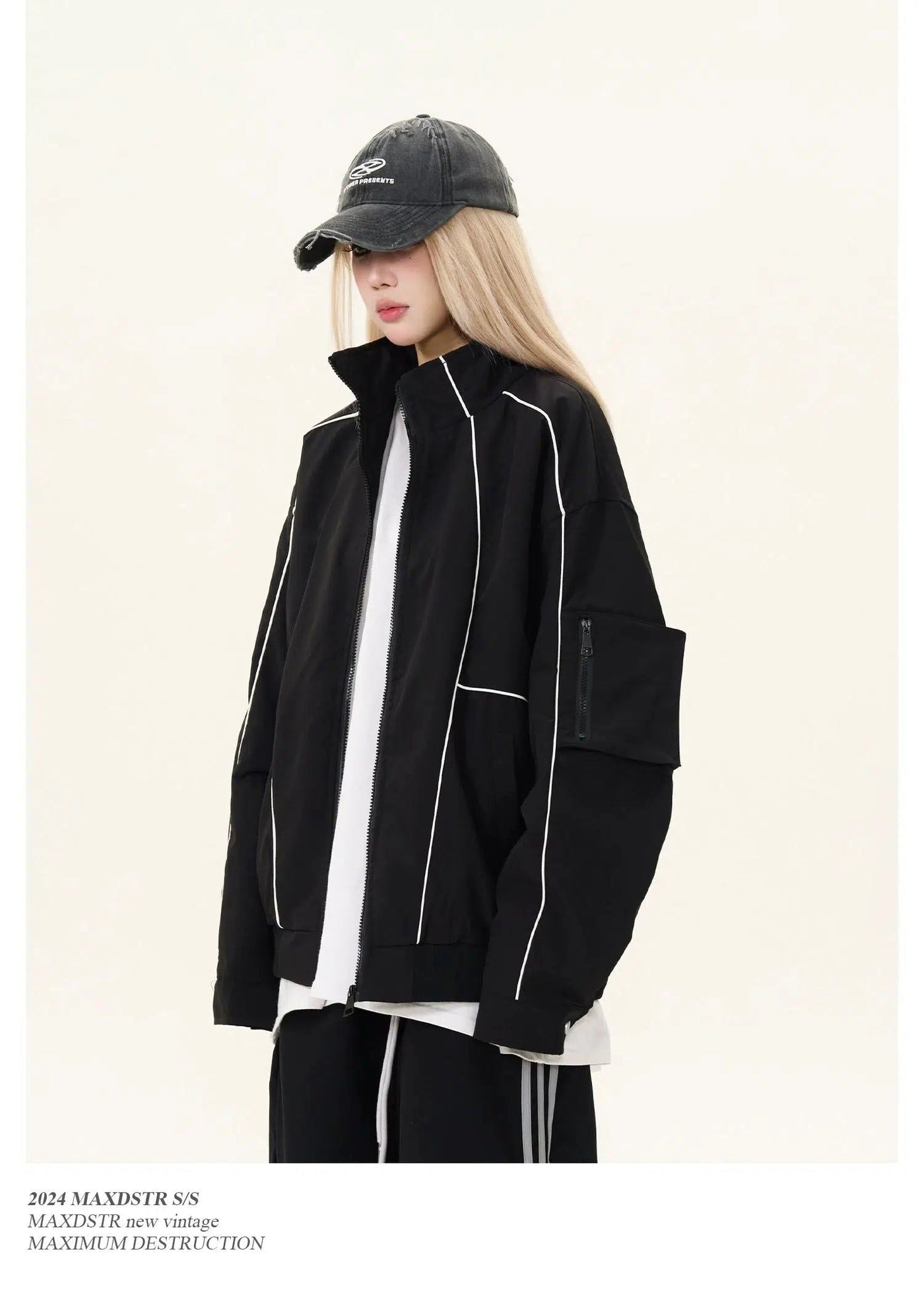 Reflective Stitched Line Jacket Korean Street Fashion Jacket By MaxDstr Shop Online at OH Vault