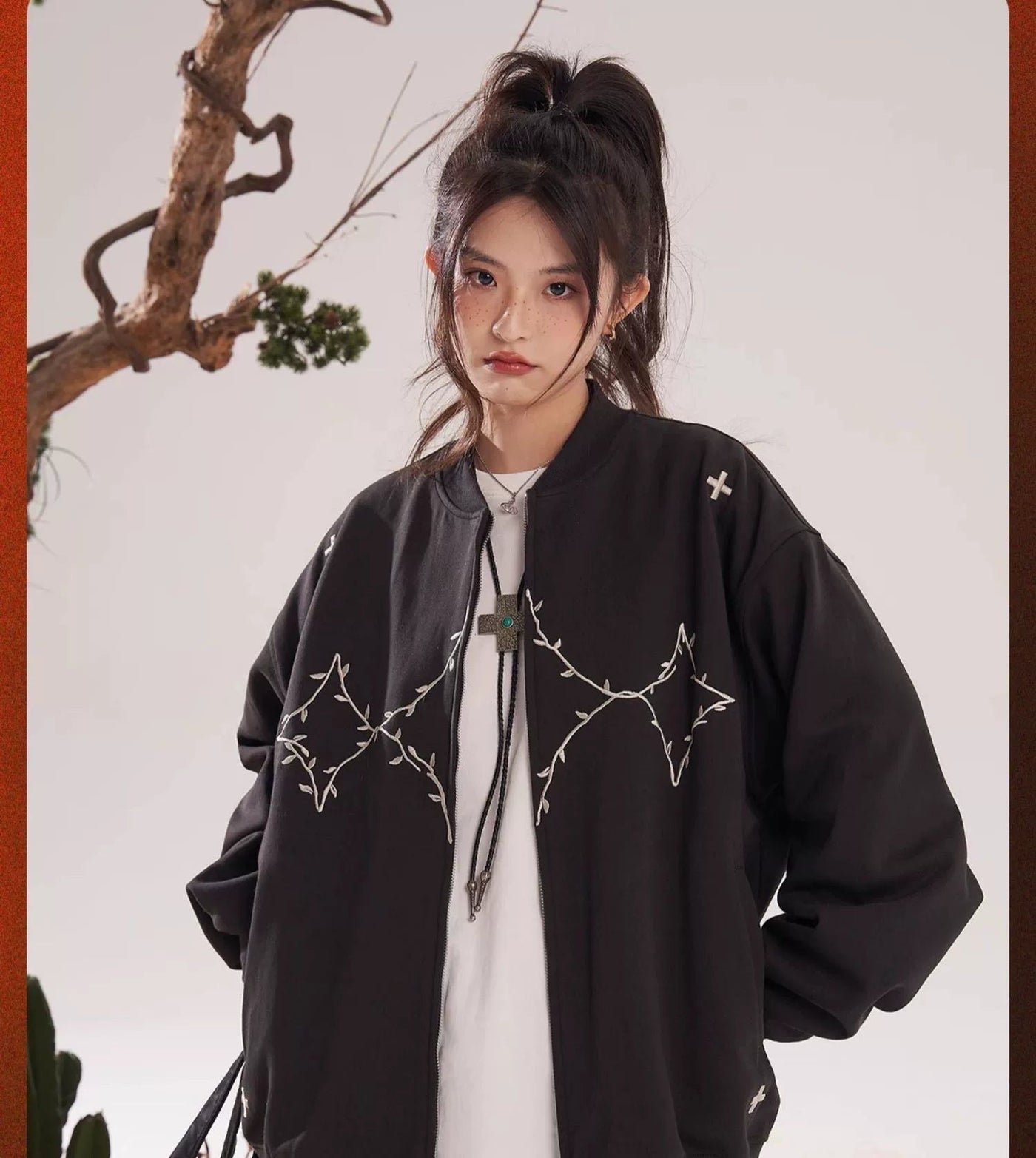 Stitched Stems and Leaves Jacket Korean Street Fashion Jacket By New Start Shop Online at OH Vault