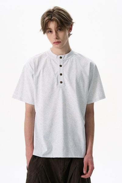 Basic Henley Collar T-Shirt Korean Street Fashion T-Shirt By MaxDstr Shop Online at OH Vault