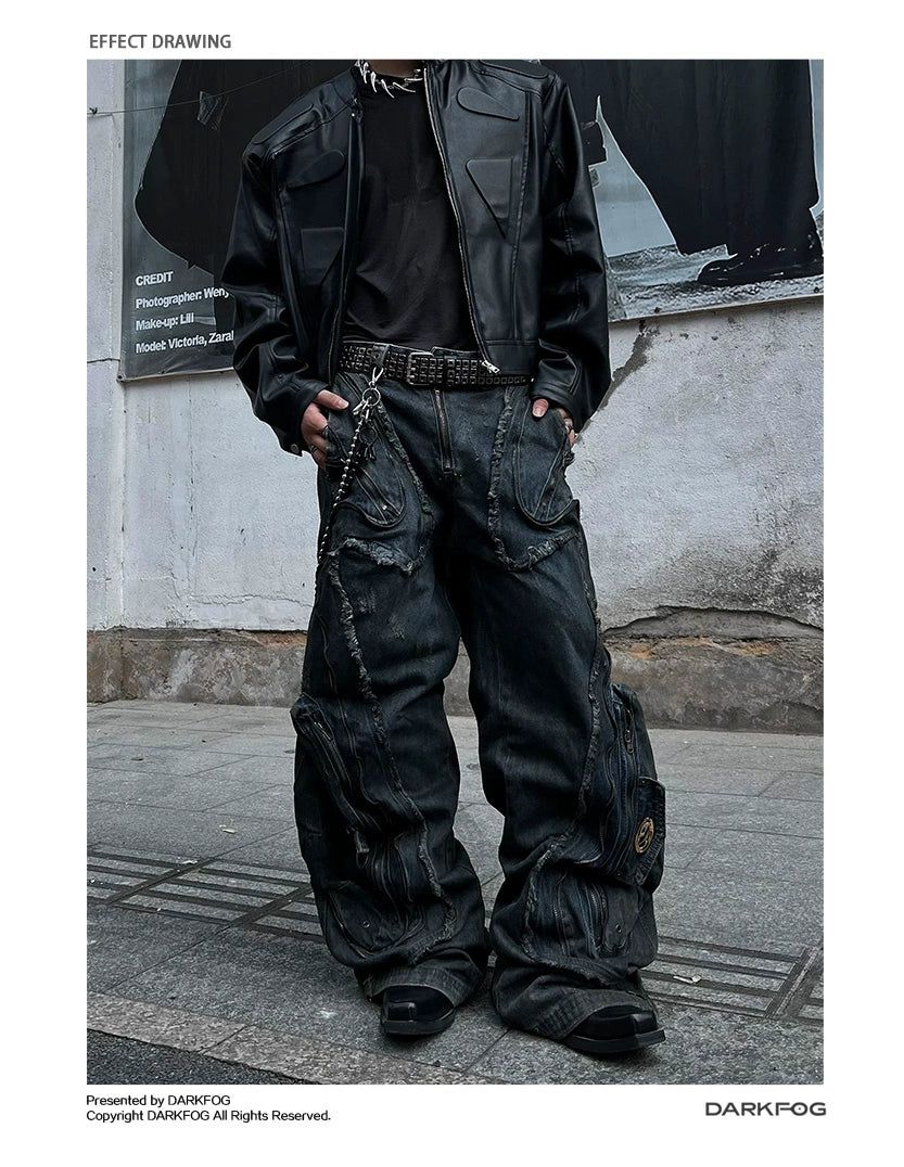 Structured & Washed Straight Jeans Korean Street Fashion Jeans By Dark Fog Shop Online at OH Vault