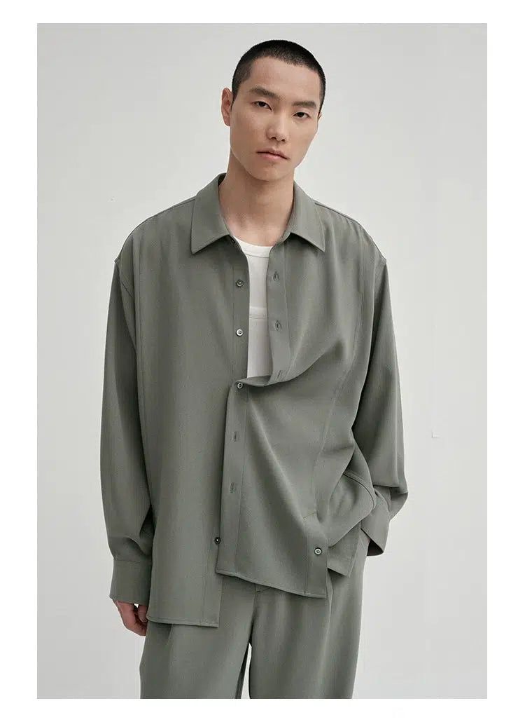 Heavy Acetate Slit Shirt Korean Street Fashion Shirt By NANS Shop Online at OH Vault