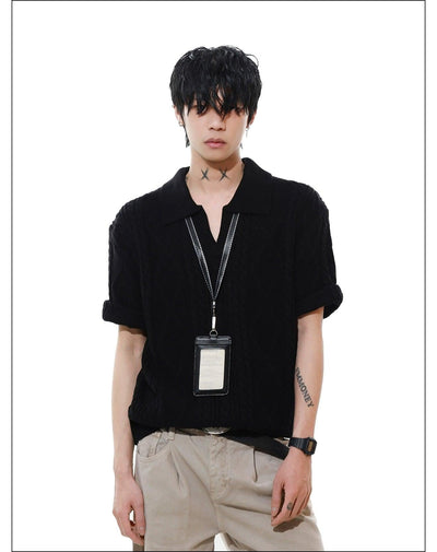 Classic Argyle and Cable Knit Polo Korean Street Fashion Polo By Mr Nearly Shop Online at OH Vault
