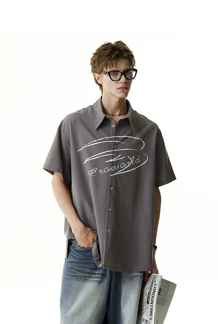 Smudged Logo Outline Flannel Shirt Korean Street Fashion Shirt By Cro World Shop Online at OH Vault