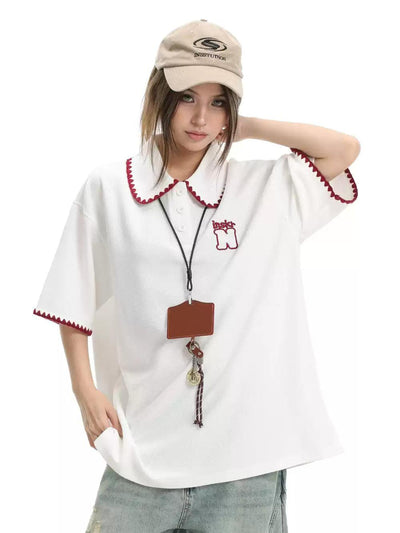Stitched End Lines Polo Korean Street Fashion Polo By INS Korea Shop Online at OH Vault