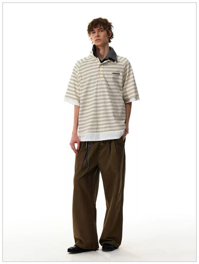 Striped Loose Fit Polo Korean Street Fashion Polo By Mr Nearly Shop Online at OH Vault
