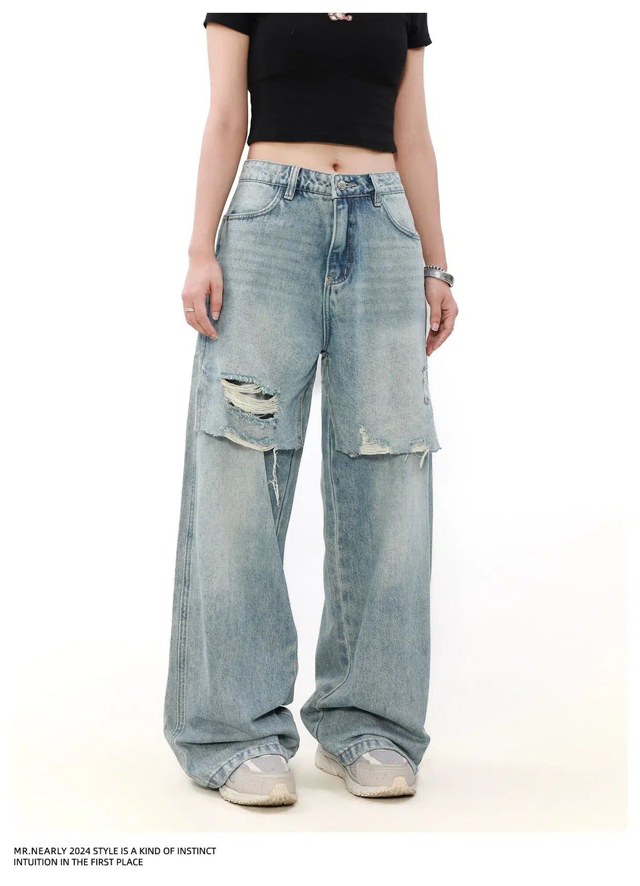 Split Stitched Ripped Jeans Korean Street Fashion Jeans By Mr Nearly Shop Online at OH Vault