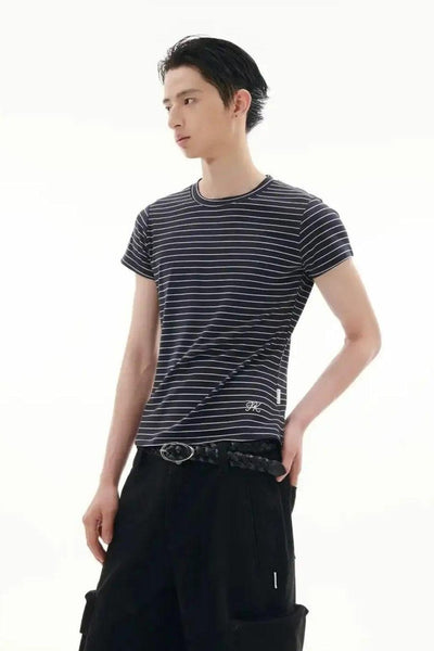Striped Pattern Relaxed Fit T-Shirt Korean Street Fashion T-Shirt By Funky Fun Shop Online at OH Vault