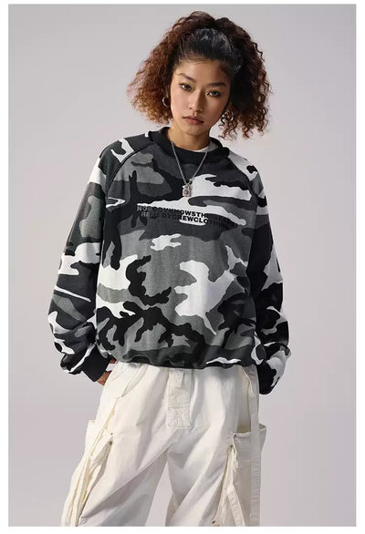 Casual Reversible Camo Crewneck Korean Street Fashion Crewneck By Remedy Shop Online at OH Vault