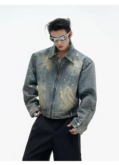 Structured Distressed Denim Jacket Korean Street Fashion Jacket By Argue Culture Shop Online at OH Vault