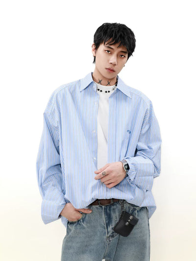 Neat Striped Buttoned Shirt Korean Street Fashion Shirt By Mr Nearly Shop Online at OH Vault