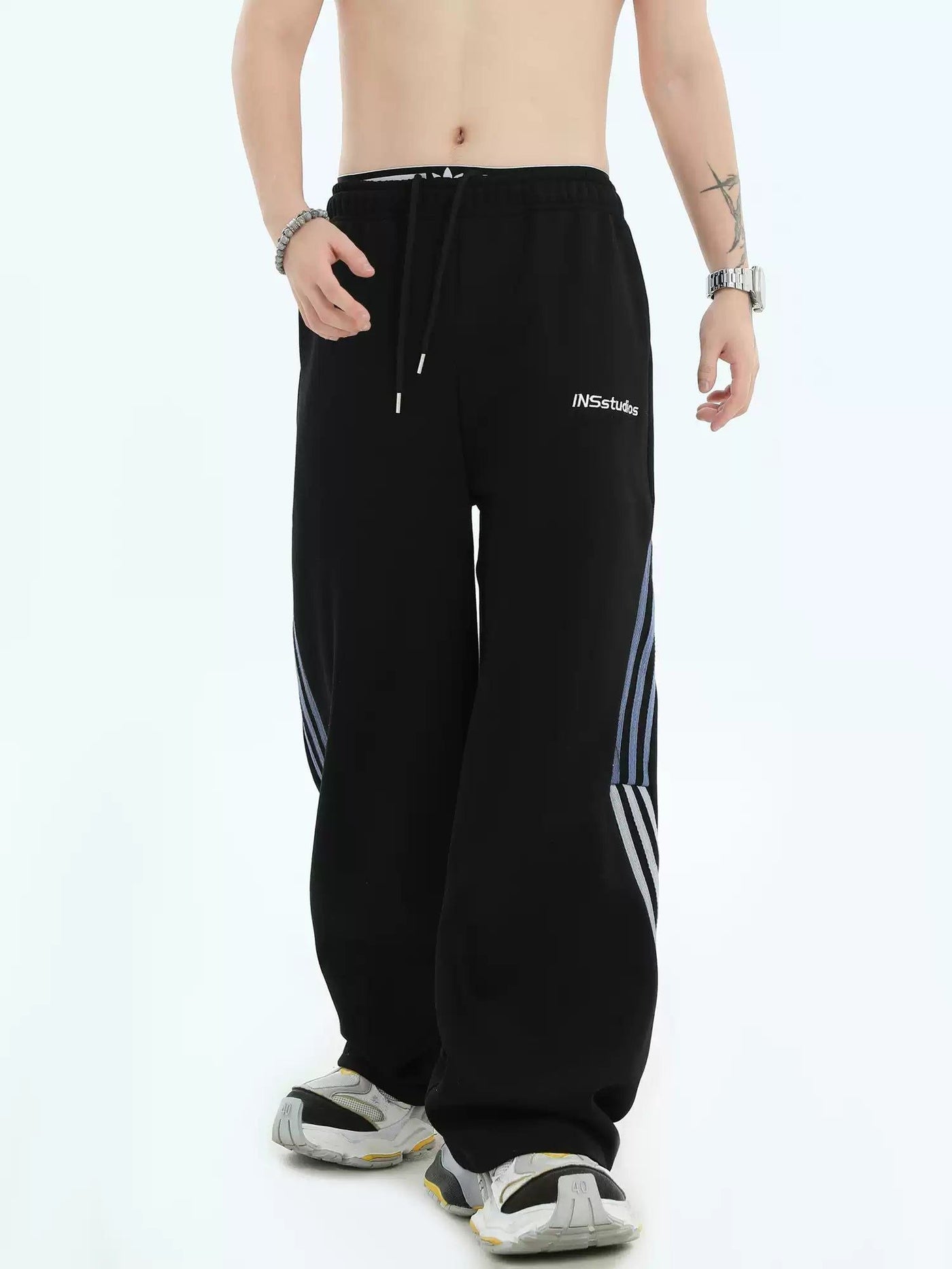 Contrast Striped Sweatpants Korean Street Fashion Pants By INS Korea Shop Online at OH Vault