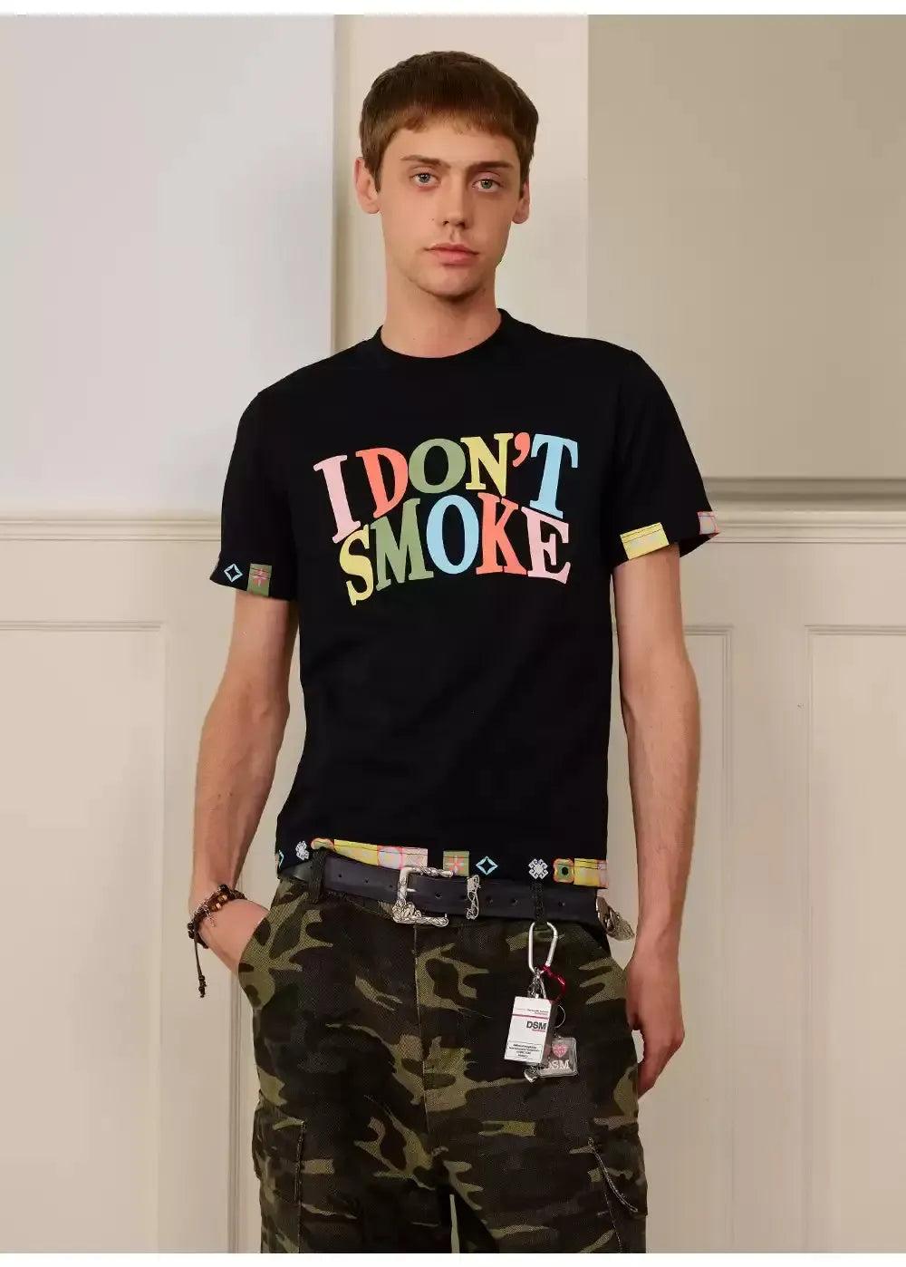 Blurred Color Logo T-Shirt Korean Street Fashion T-Shirt By Donsmoke Shop Online at OH Vault