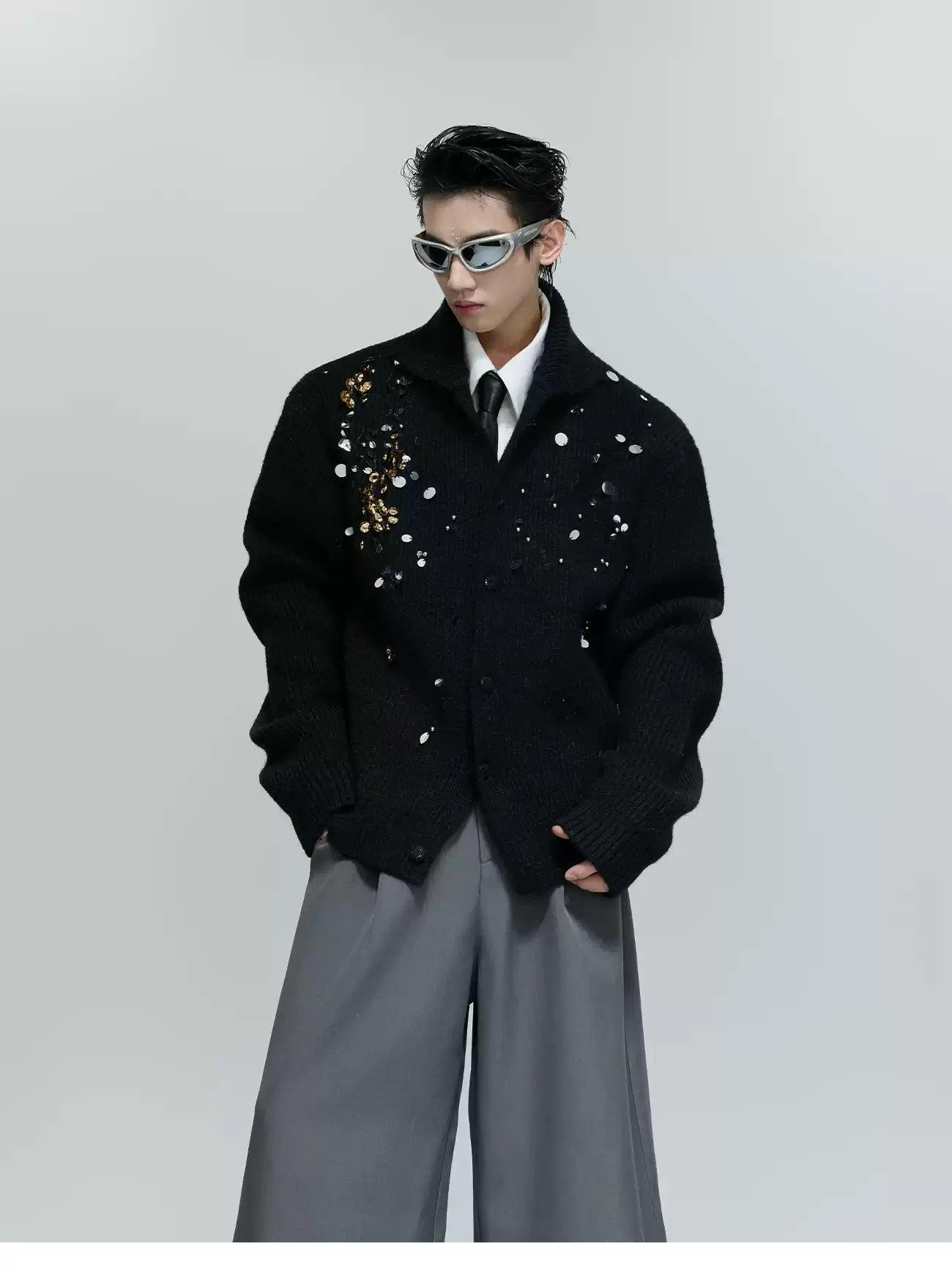 Assorted Details Buttoned Sweater Korean Street Fashion Sweater By Argue Culture Shop Online at OH Vault