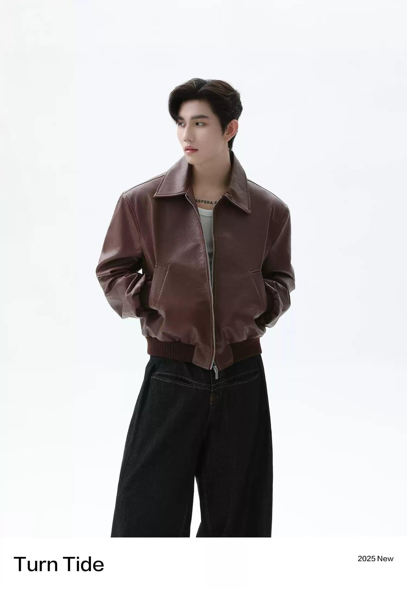 Side Pockets PU Leather Jacket Korean Street Fashion Jacket By Turn Tide Shop Online at OH Vault