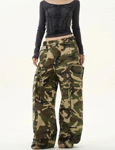 Oversized Pocket Camo Cargo Pants Korean Street Fashion Pants By 77Flight Shop Online at OH Vault