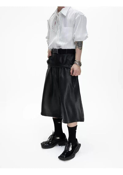 Mid Strap Belt PU Leather Shorts Korean Street Fashion Shorts By Argue Culture Shop Online at OH Vault
