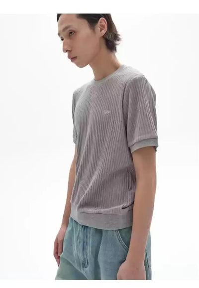 Plain Ribbed Knit T-Shirt Korean Street Fashion T-Shirt By Pioneer of Heroism Shop Online at OH Vault