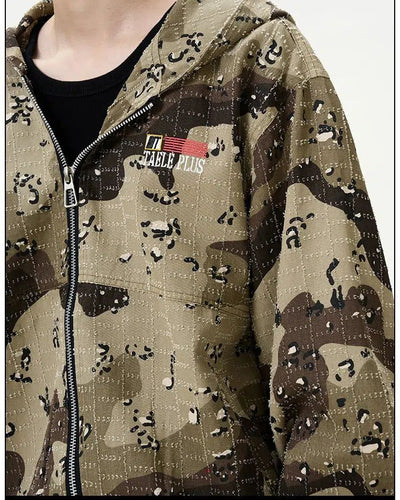 Casual Camouflage Zip-Up Hoodie Korean Street Fashion Hoodie By 77Flight Shop Online at OH Vault