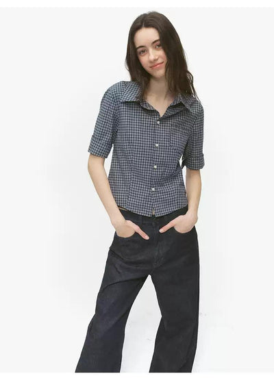 Plaid Pattern Buttoned Shirt Korean Street Fashion Shirt By Country Moment Shop Online at OH Vault