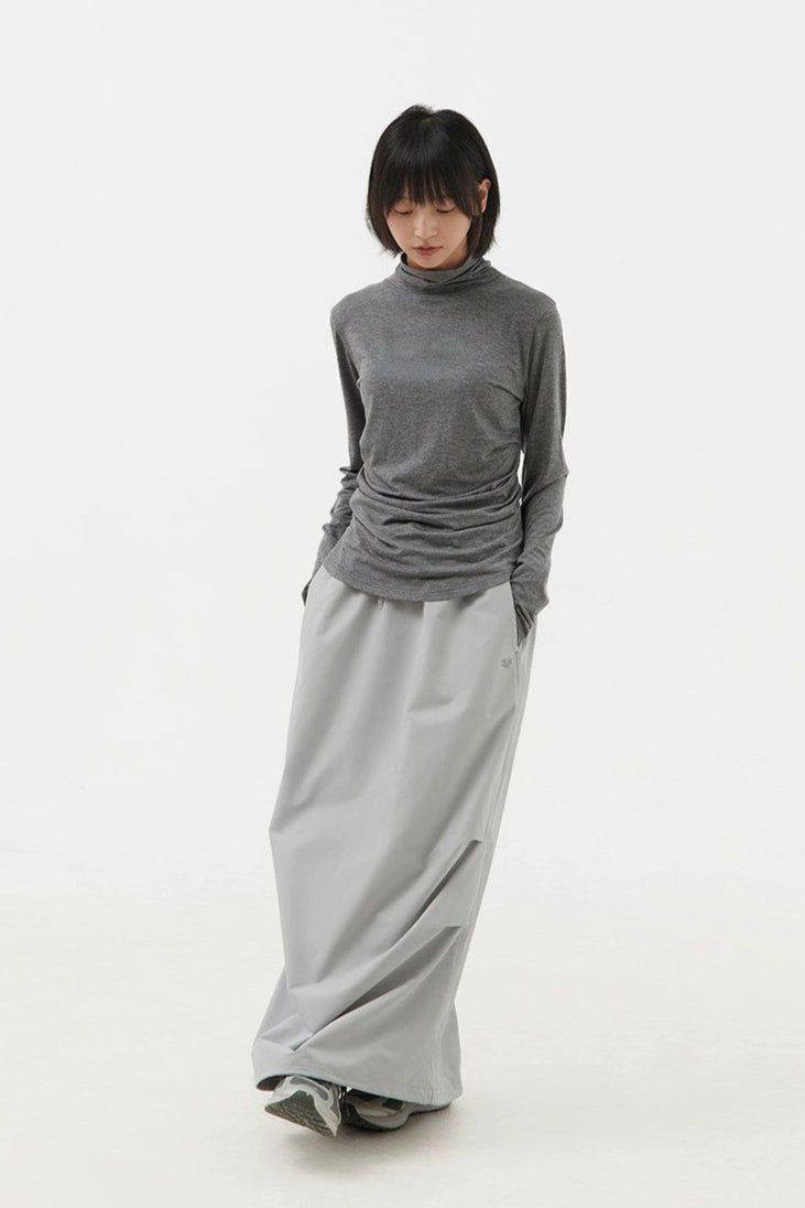 Plain Color Long Nylon Skirt Korean Street Fashion Skirt By Crying Center Shop Online at OH Vault