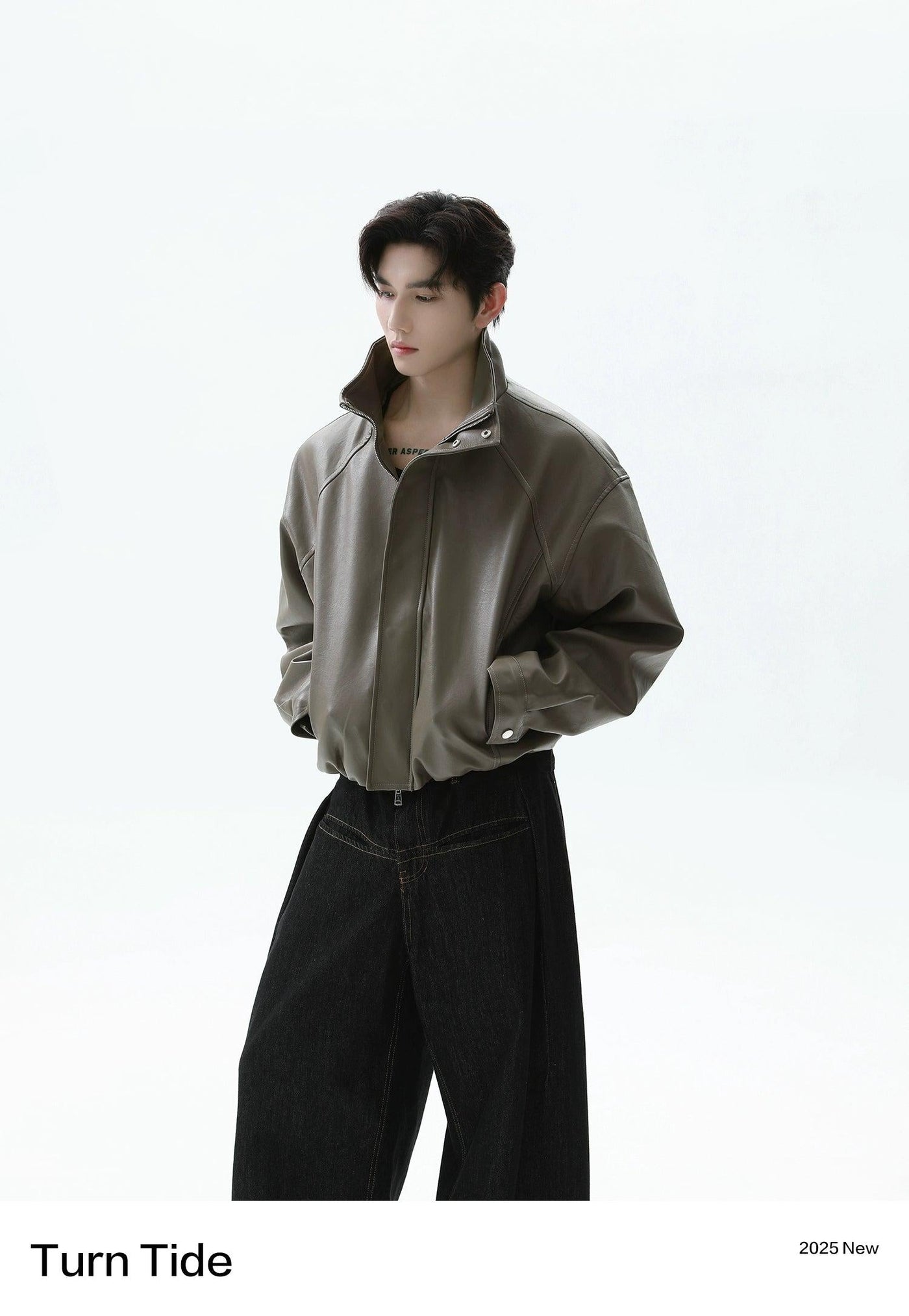 Structured PU Leather Short Jacket Korean Street Fashion Jacket By Turn Tide Shop Online at OH Vault