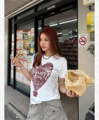 Graphic Print Cropped T-Shirt Korean Street Fashion T-Shirt By Made Extreme Shop Online at OH Vault