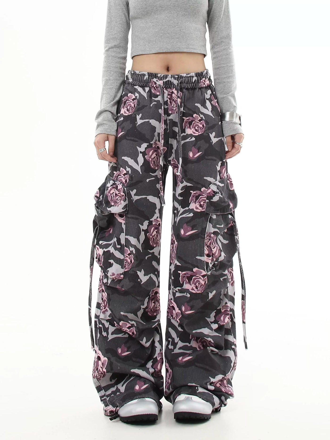 Roses and Camouflage Cargo Pants Korean Street Fashion Pants By Blacklists Shop Online at OH Vault