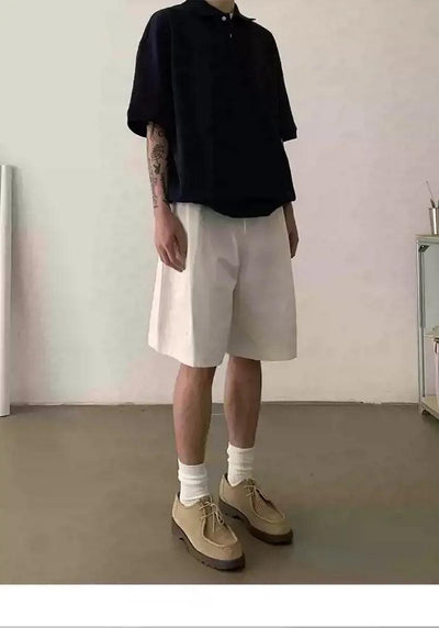 Double Pleated Casual Fit Shorts Korean Street Fashion Shorts By In Knots Shop Online at OH Vault