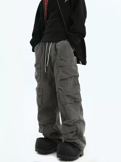 Multi-Pocket Drawstring Cargo Pants Korean Street Fashion Pants By INS Korea Shop Online at OH Vault