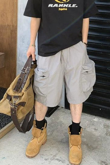 Embossed Pocket Cargo Shorts Korean Street Fashion Shorts By Poikilotherm Shop Online at OH Vault
