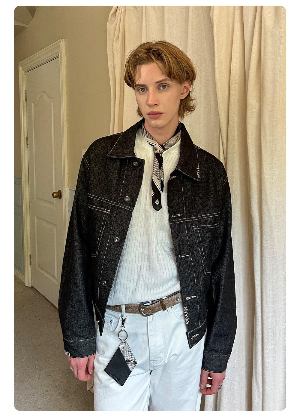 Outline Detail Boxy Denim Jacket Korean Street Fashion Jacket By Made Extreme Shop Online at OH Vault