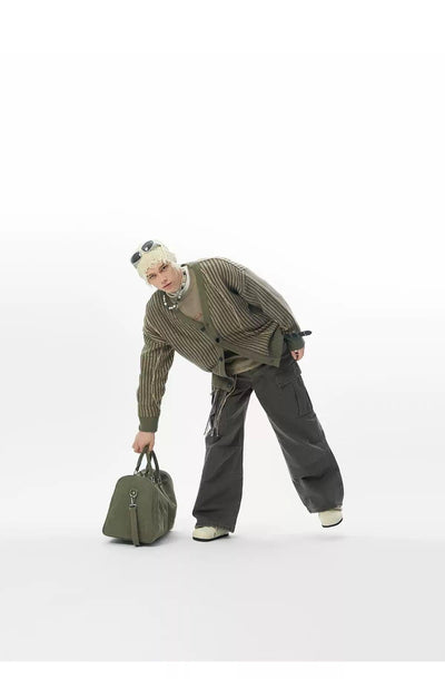 Contrast Pattern Knit Cardigan Korean Street Fashion Cardigan By JHYQ Shop Online at OH Vault