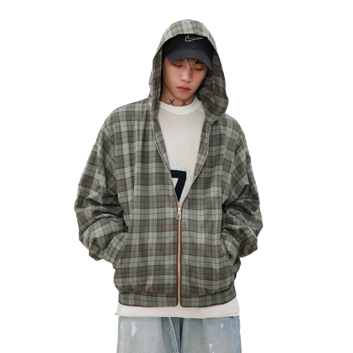 Contrast Color Zip Plaid Jacket Korean Street Fashion Jacket By Mr Nearly Shop Online at OH Vault