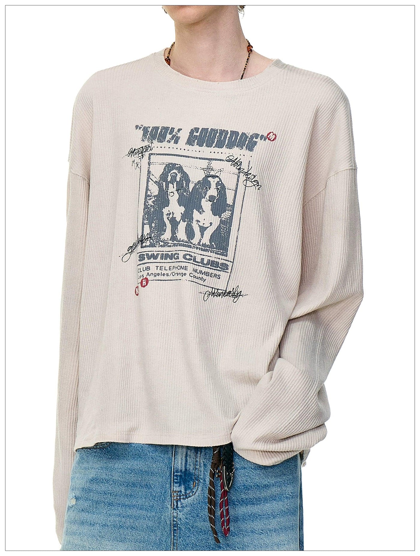 Graphic Print Relaxed Fit L/S T-Shirt Korean Street Fashion T-Shirt By Mr Nearly Shop Online at OH Vault
