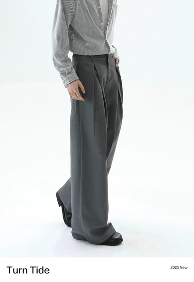 Fold Pleated Relax Fit Pants Korean Street Fashion Pants By Turn Tide Shop Online at OH Vault