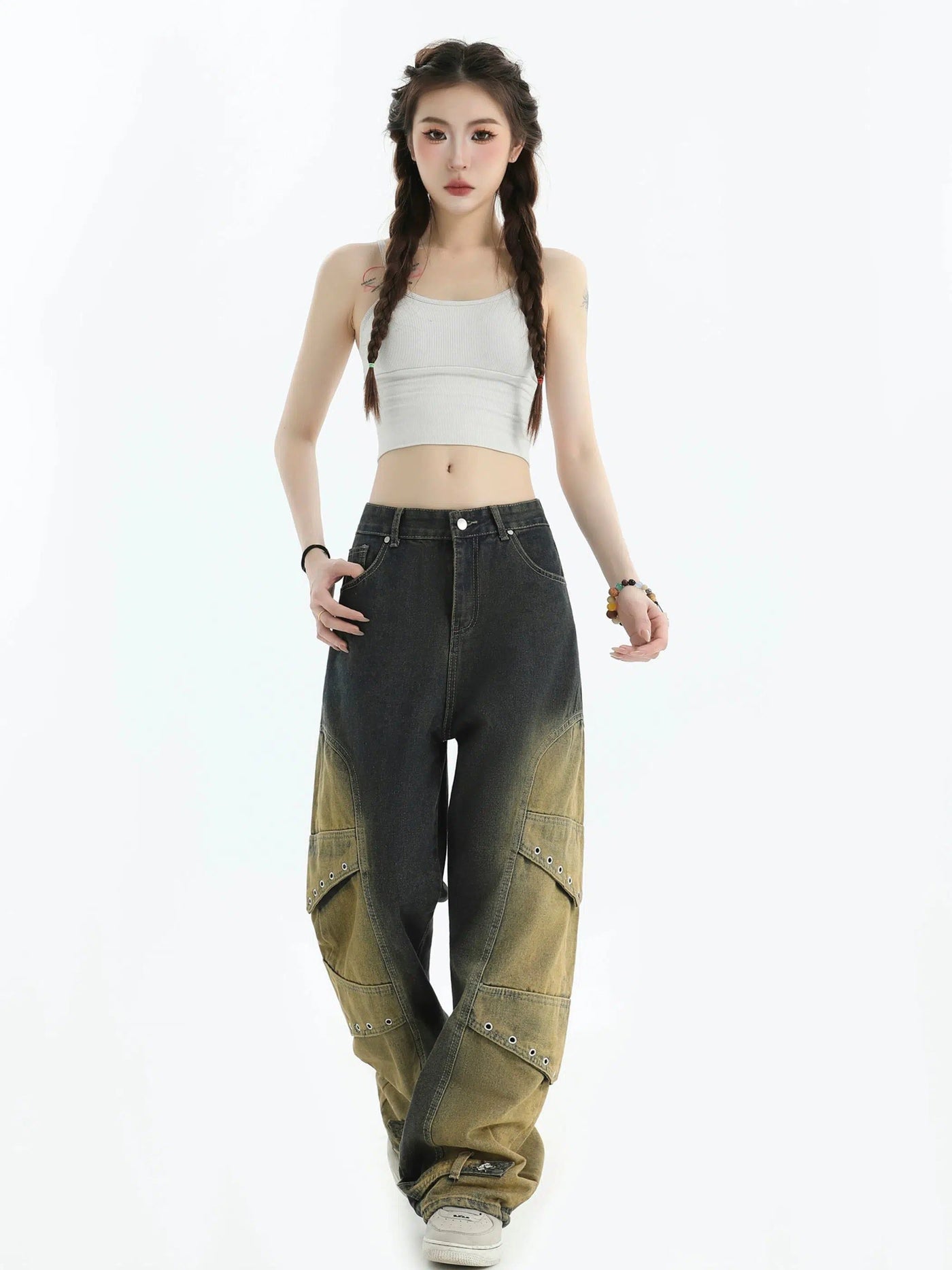 Yellow Fade Highlight Jeans Korean Street Fashion Jeans By INS Korea Shop Online at OH Vault