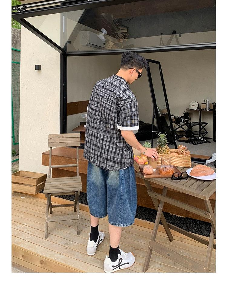 Faded Highlight Spot Denim Shorts Korean Street Fashion Shorts By Poikilotherm Shop Online at OH Vault