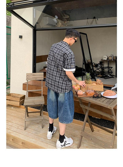 Faded Highlight Spot Denim Shorts Korean Street Fashion Shorts By Poikilotherm Shop Online at OH Vault
