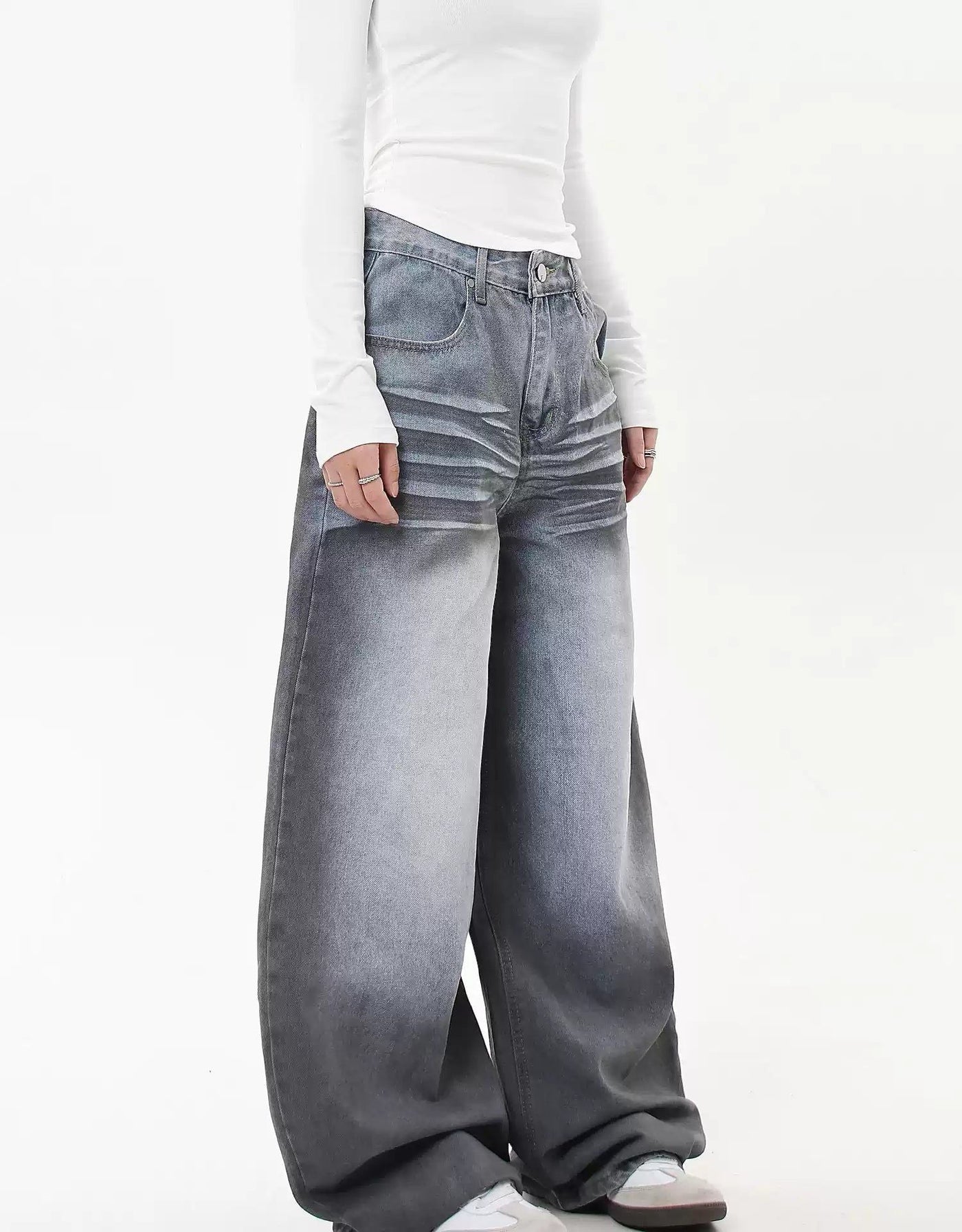 Faded & Whisker Distressed Jeans Korean Street Fashion Jeans By Blacklists Shop Online at OH Vault