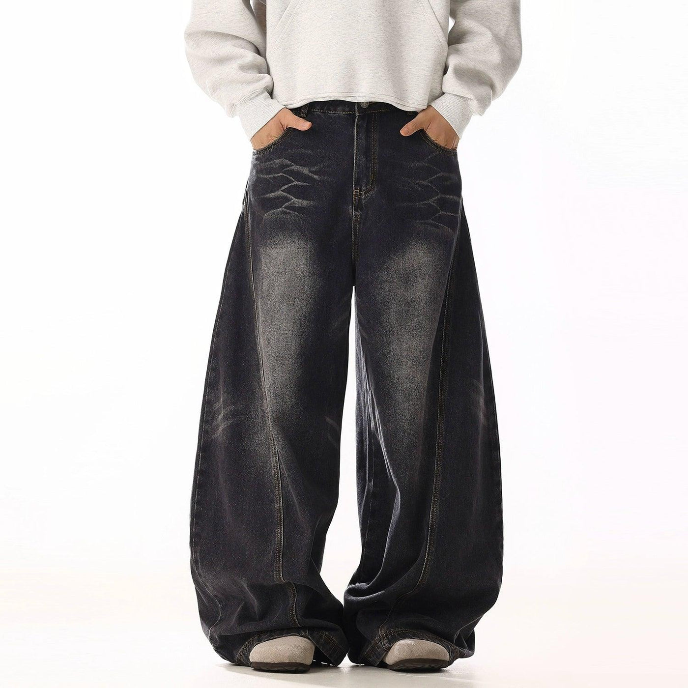 Acid Washed Baggy Fit Jeans Korean Street Fashion Jeans By MEBXX Shop Online at OH Vault
