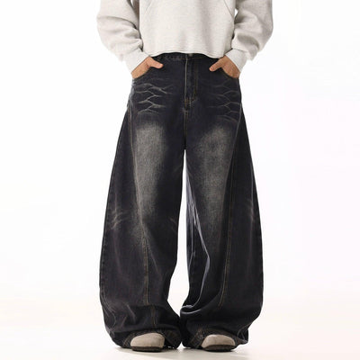 Acid Washed Baggy Fit Jeans Korean Street Fashion Jeans By MEBXX Shop Online at OH Vault