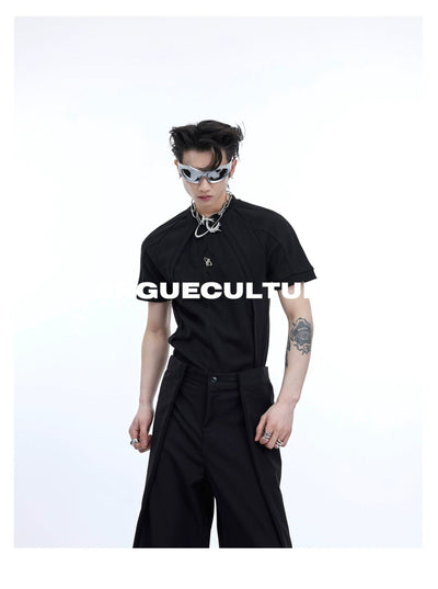 Ribbed and Structured T-Shirt Korean Street Fashion T-Shirt By Argue Culture Shop Online at OH Vault