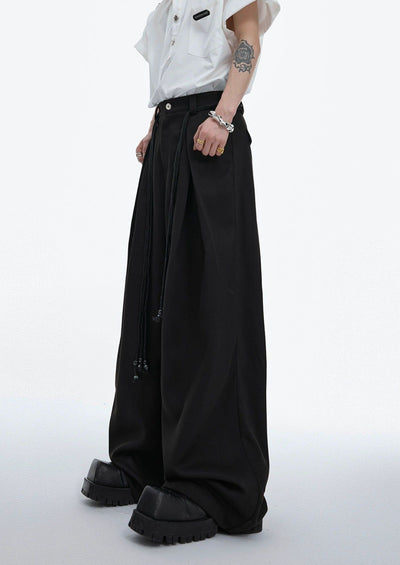 Waist Rope Pleated Loose Pants Korean Street Fashion Pants By Argue Culture Shop Online at OH Vault