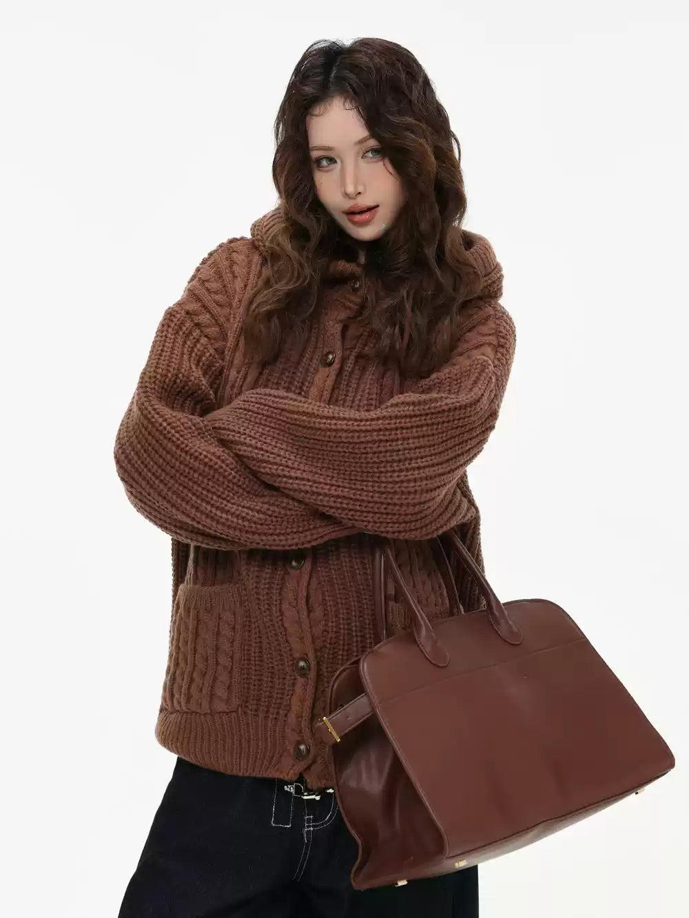 Multi-Pattern Buttoned Hooded Sweater Korean Street Fashion Sweater By INS Korea Shop Online at OH Vault