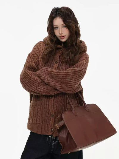 Multi-Pattern Buttoned Hooded Sweater Korean Street Fashion Sweater By INS Korea Shop Online at OH Vault