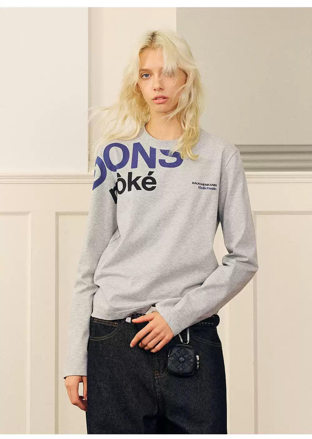 Logo Print Long Sleeve T-Shirt Korean Street Fashion T-Shirt By Donsmoke Shop Online at OH Vault