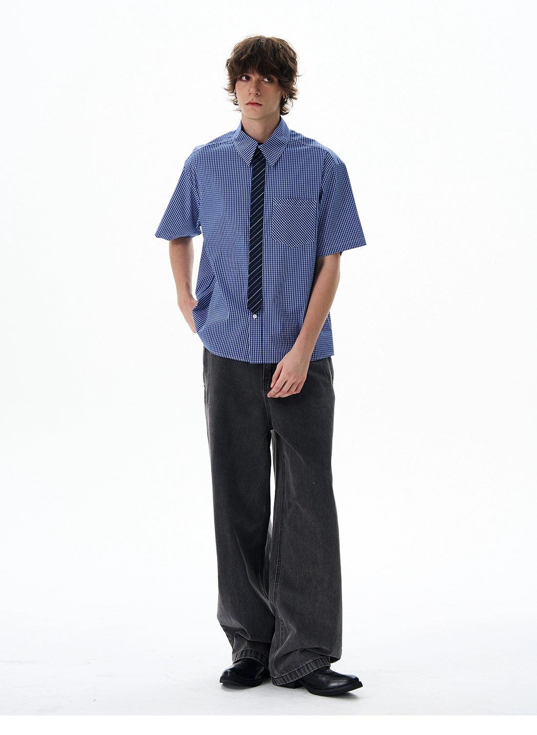Classic Gingham Short Sleeve Shirt Korean Street Fashion Shirt By 77Flight Shop Online at OH Vault