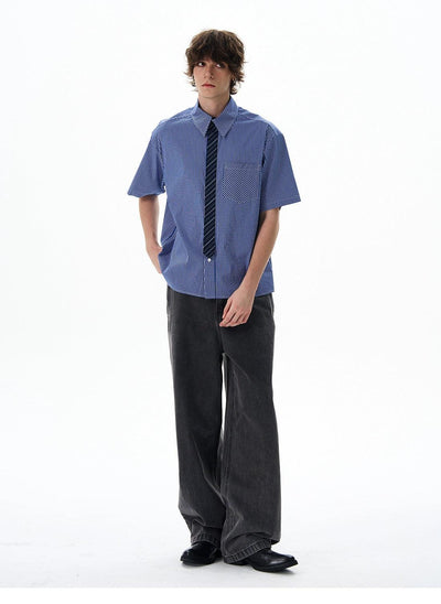 Classic Gingham Short Sleeve Shirt Korean Street Fashion Shirt By 77Flight Shop Online at OH Vault